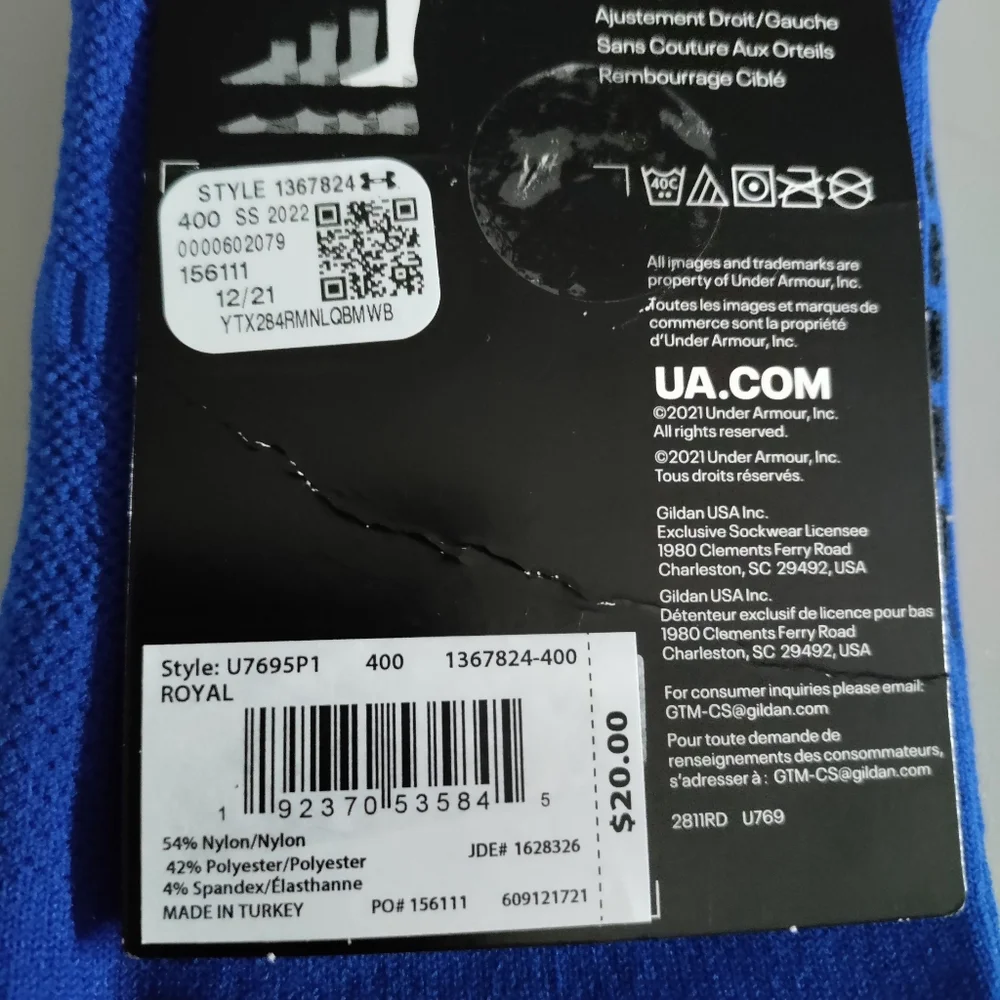 Under Armour OTC soccer Over the calf performance sport athletic sock blue Med - Picture 10 of 12